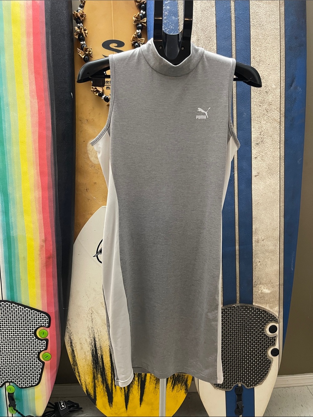 Puma Grey and White Sleeveless Mock Neck Sport Dress